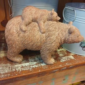 Urso polar mamãe com filhote decorativo natalino