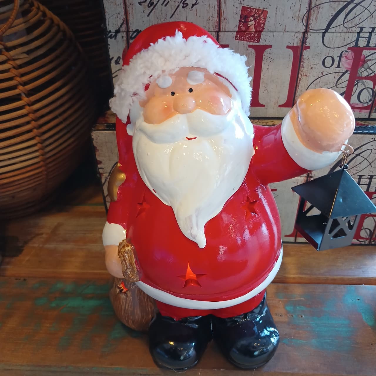 Papai Noel decorativo com Luz - 17 cm
