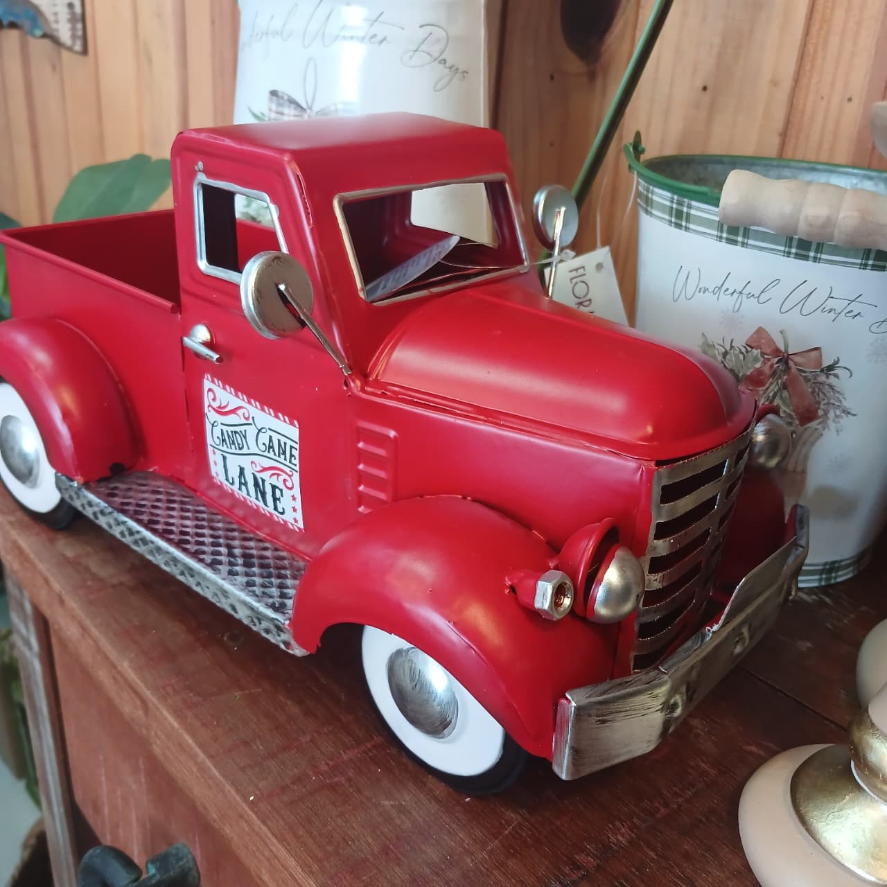 Carro decorativo natalino vermelho - 16 cm altura