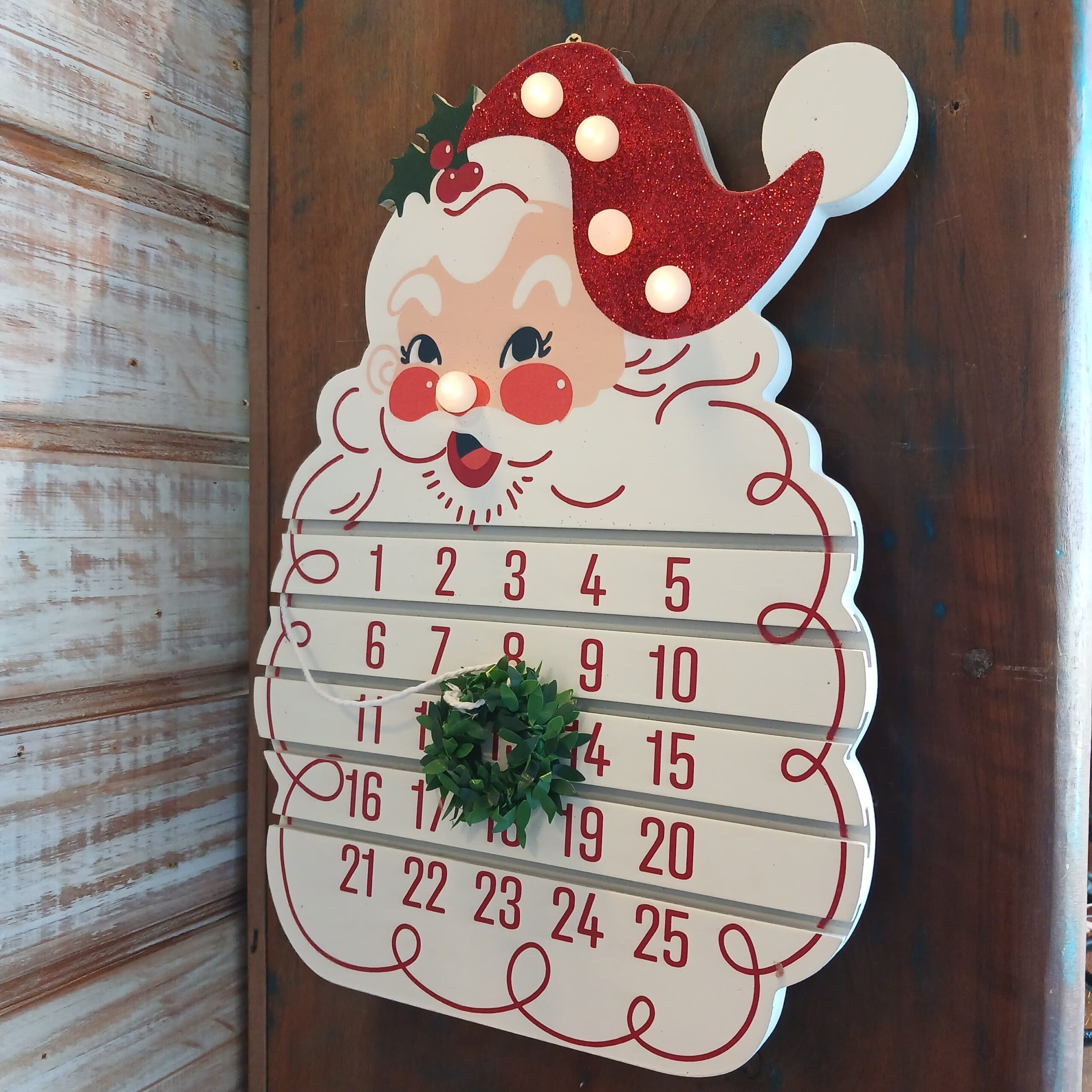 Placa natalina Calendário Noel com led - 34 cm
