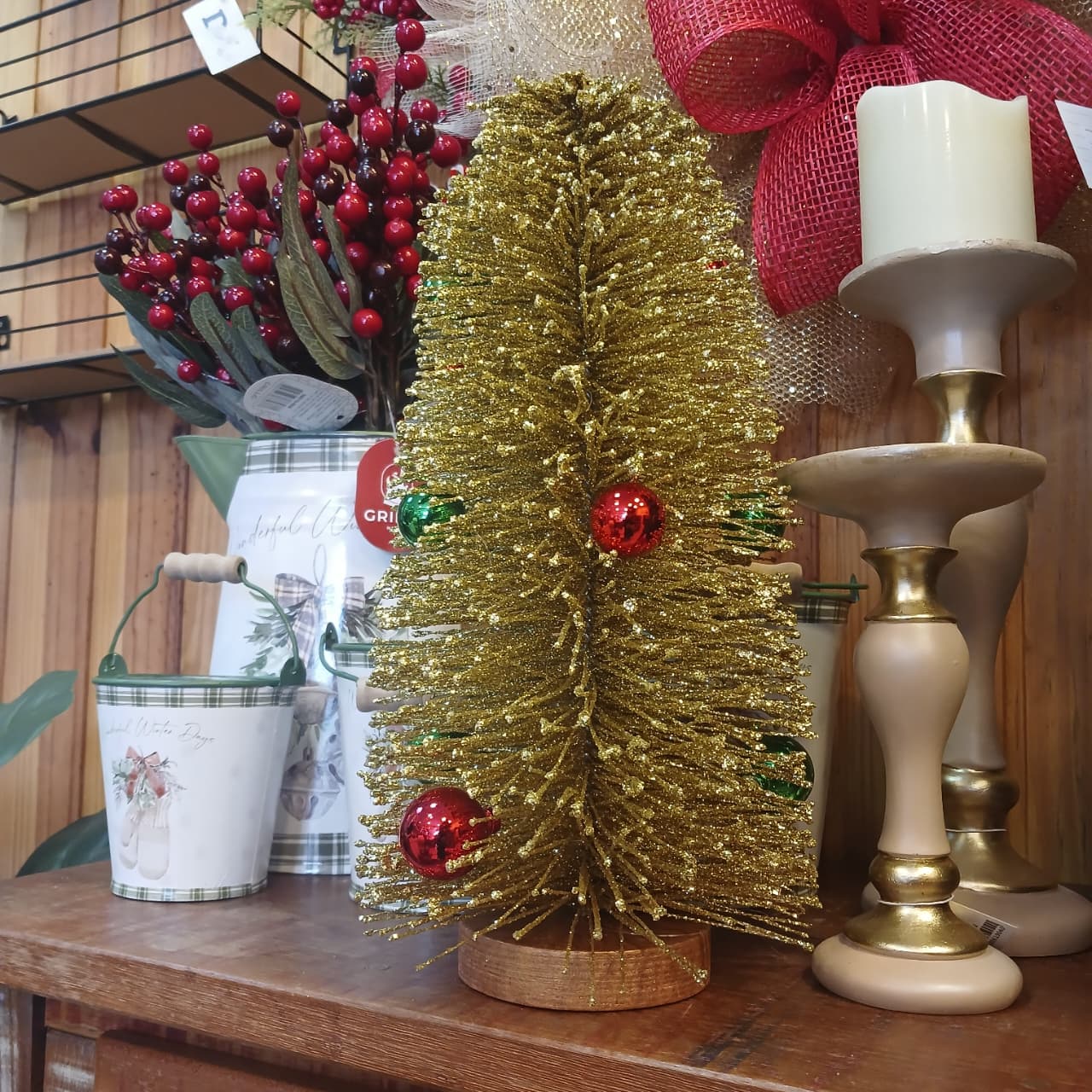 Arvore decorativa de natal vintage - 34 cm